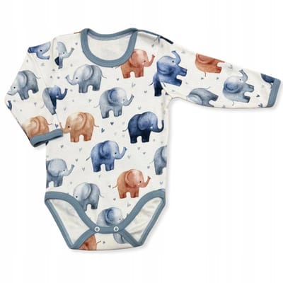 Dartomik Abcdefg-baby - Body met Lange Mouwen - Słoniki - 100% Katoen - Poolse Productie