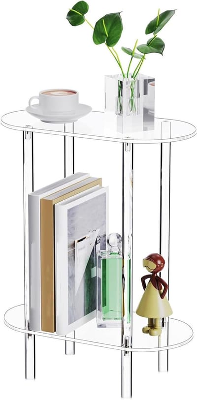 Acryl bijzettafel - Transparante tafel - Woonruimte inrichten - Twee laags ontwerp - 40x20x50cm - Transparant