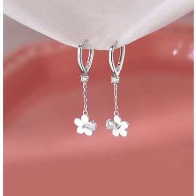 Gading® meisjes oorbellen met bloemetje-50mm-zilver-zilver 925