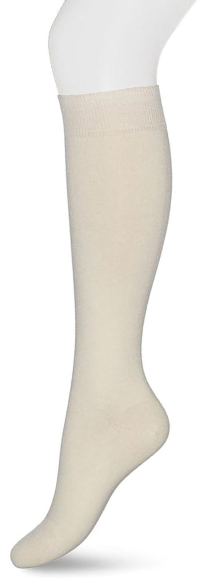 Bonnie Doon Wol/Katoen Kniekousen Off White Dames maat 35/38 - Buitenkant 70% Fijne Wol - Binnenkant Katoen - Niet irriterend - Heerlijk warm - Kousen - Gladde Naden - Kniesokken - Wollen sokken - Crème - Gebroken Wit - Ivoor - Ivory - R715011.250