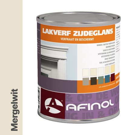 Afinol Zijdeglans Lakverf Mergelwit (G0.05.85) 750 ml - Houtverf Binnen - Houtverf Buiten - Lak Geschikt voor Hout, Metaal en Kunststof - Metaalverf - Meer dan 9.000 kleuren