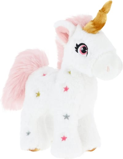 Keel Toys pluche eenhoorn knuffel - wit/roze - 16 cm - mystieke dieren - met glitter sterren - unicorns