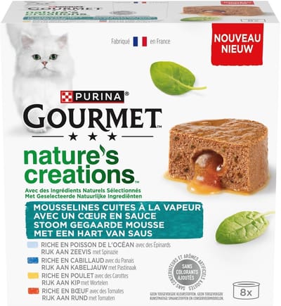 Gourmet Hart Van Saus - Natvoeding Katten - 8X85 Gr, Rijk aan Kip, Rund of Vis
