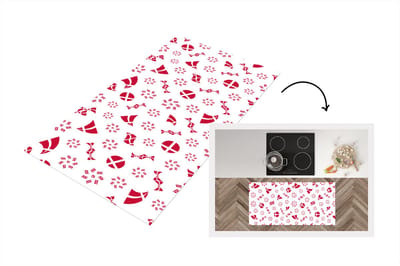 Keukenloper - Loper keuken - Denemarken - Patronen - Rood - 120x60 cm - Keukenloper vinyl