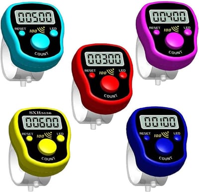 Digitale Vingertellers - Steekteller Breiteller - Handmatig Tellen - Met LED Ring - 5 Stuks - Multicolor