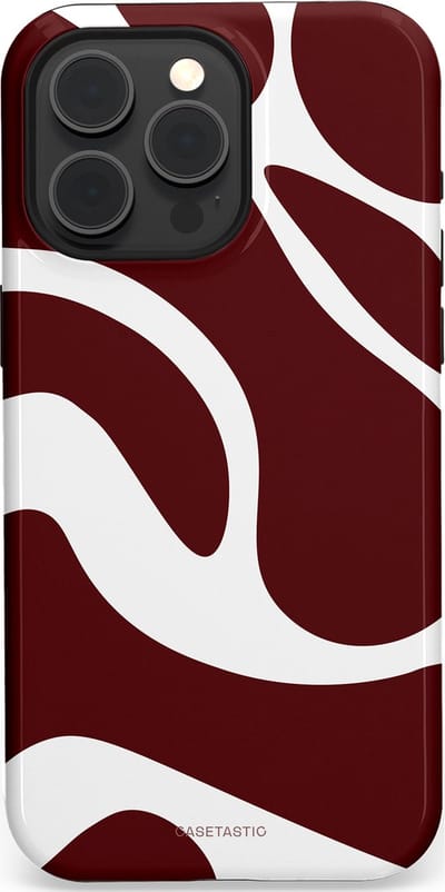 Casetastic Hoesje Geschikt voor Apple iPhone 15 Pro Max Magsafe - Stijlvolle Beschermende Duo-layer Case - Bordeaux Swirl