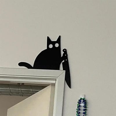 Metaal Schattige Kat Deur Topper Zwarte Kat Poster Display Metalen Deur Hoek Deur Top Decoratie Handwerk Ornamenten Decoratie black