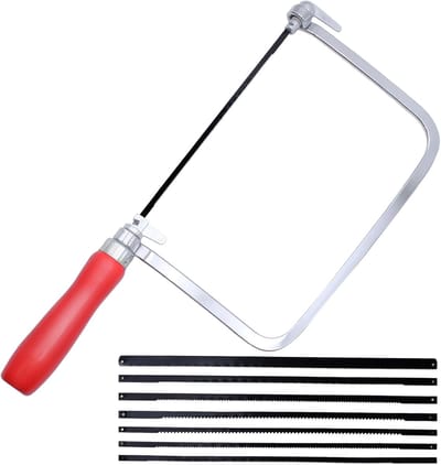 Detebo Figure-Saw - Set van 8 Zaagbladen en 1 Scroll Saw Arch - Fijne Zaag met Houten Handvat - 360° Rotatable - Voor het Snijden van Aluminium Alloys - IJzer - Hout - Plastic