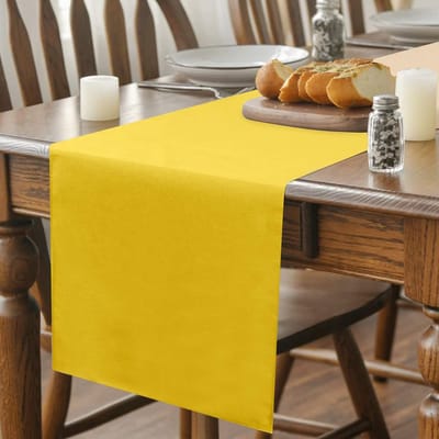 Moderne lentetafelloper, wasbaar, linnenlook, tafelloper, waterafstotend, tafelloper voor eetkamer, feest, vakantiedecoratie (geel, 40 x 240 cm)