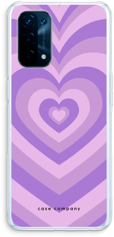Case Company® - Hoesje geschikt voor Oppo A74 5G hoesje - Hart Paars - Soft Cover Telefoonhoesje - Bescherming aan alle Kanten en Schermrand