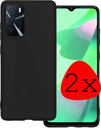Hoesje 2 Stuks - Geschikt voor OPPO A16s - Sterk & Shockproof - Case Siliconen - Back Cover - Telefoon Hoes - Zwart