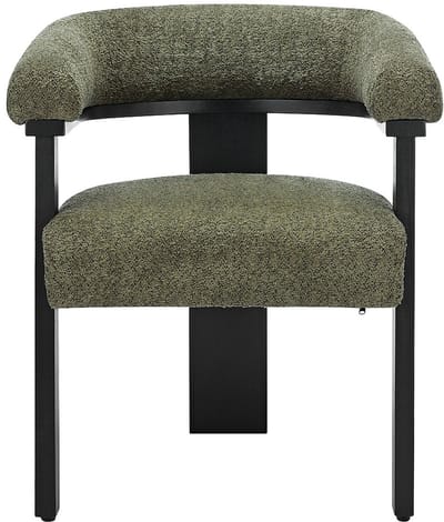 Vente-unique Set van 2 stoelen met armleuningen van boucléstof en heveahout - Kaki en zwart - LIVELIA
