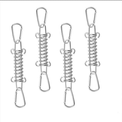 NTHProducts - Spring - Carabiner haken - Sterke bevestiging - Camping - Tension spring - Geschikt voor voortent - Zilver
