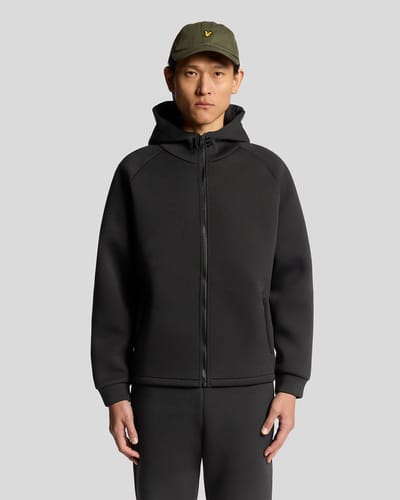 Lyle & Scott neopreen hoodie met volledige ritssluiting - zwart