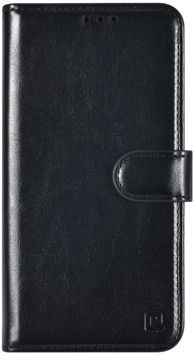 TUNIQ Back cover voor iPhone 16e - Zwart kunstleer - 360° bescherming - Pasjeshouder voor 3 kaarten