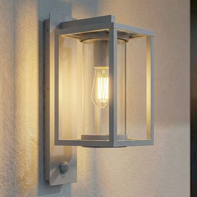 Lucande - Wandlampen buiten - 1licht - Aluminium, glas - H: 38 cm - E27 - grijs