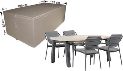 Raffles Covers Tuinsethoes - 180 x 135 H: 85 cm - RDS180135 - Waterdicht - Ademend - UV-bestendig - Elastisch rijgkoord - Beschermhoes tuinmeubelen - Hoes voor tafel en stoelen