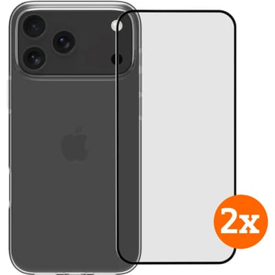 BlueBuilt Back Cover iPhone 17 Pro Max Transparant + Screenprotector Duo Pack
