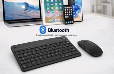 Bluetooth Toetsenbord en Muis Set - Voor iPad, Android en Windows - Oplaadbaar USB-C - Draadloos - Zwart