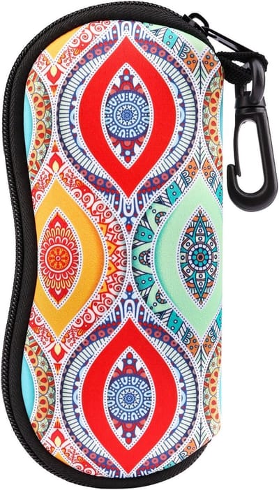 Ultra Lichtgewicht Neopreen Zonnebril Etui met Rits en Heupriem voor Zonnebrillen, Brillen en Kleine Accessoires zoals Sleutels en Pennen