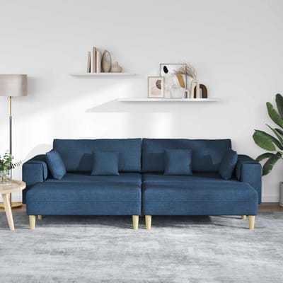 vidaXL - Bank - met - kussen - 3 - pcs - Blauw - Stof