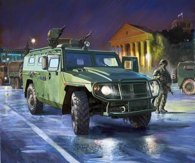 Zvezda Modelbouwpakket Militaire voertuigen - 3668 Russian Armored Vehicle GAZ-233014 Tiger Plastic - 1:35 - Modelbouw