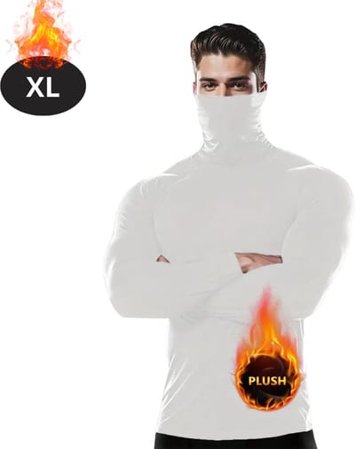 Bovista Thermokleding Heren - Thermoshirt - Gezichtsverwarming - Nekverwarming - Winter - Lange Mouwen - Wit - XL