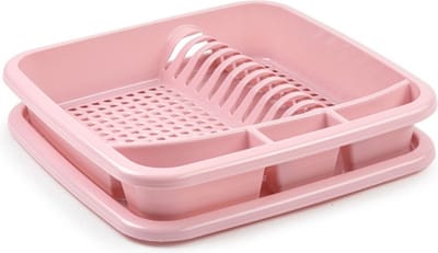 Plastic Forte Afdruiprek - met lekbak - roze - 39 x 39 cm - Afwasrek - Afdruiprekken