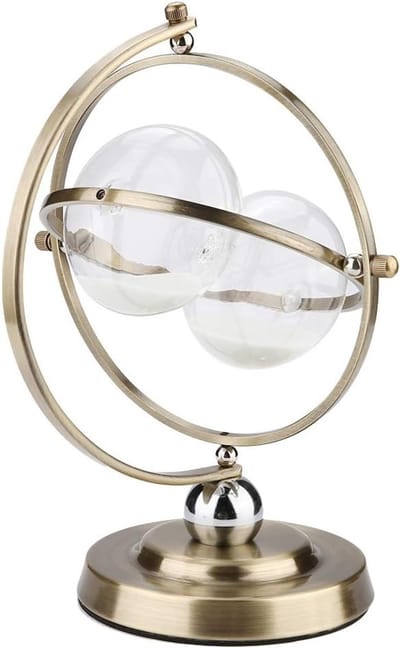 Vintage Zandloper met Rotatie, 1 Uur Timer van Metaal voor Decoratie en Tijdbeheer