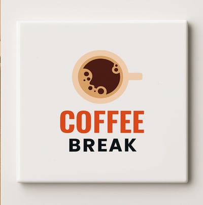 “Coffee Break” Minimalistische Koffietegel – 15x15cm Moderne Keramische Muurdecoratie, Perfect Cadeau voor Koffieliefhebbers, Keuken of Kantoordecoratie