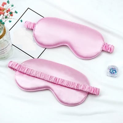SUNMOOL Slaapmasker - Zijden Slaapmasker - Oogkapje - Oogmasker - Verstelbaar Oog Masker - Blinddoek - Nachtmasker - 20 x 9.5cm - Roze