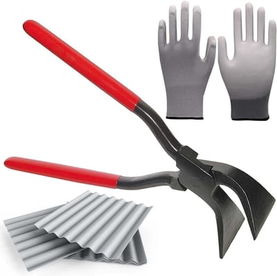 Allecta - Vouwtang 45° met antislip handgreep en handschoenen, steekbreedte 60 mm. Geschikt voor dakdekker, loodgieter en doe-het-zelvers.