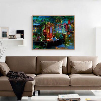 Diamant schilderij  Scenic Boat  3D diamant schilderij Strass diamant schilderij borduurwerk 20X30CM black