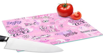 Glazen Snijplank - 28x20 - Meisjes - Tiener - Roze - Quotes - Patronen - Snijplanken Glas