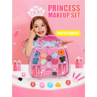 Prinses Schoonheid Make-up Set voor Kinderen Wasbare Speel Make-up Set met Handtas voor Meisjes Verjaardagscadeaus