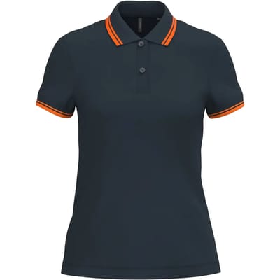 Kariban Gestreepte damespolo korte mouwen K273 - Navy / Orange - XXL