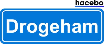 Hacebo - Plaatsnaam Sticker - 29x10 CM - Drogeham sticker - Verkeersborden sticker - grappige cadeaus - Drogeham