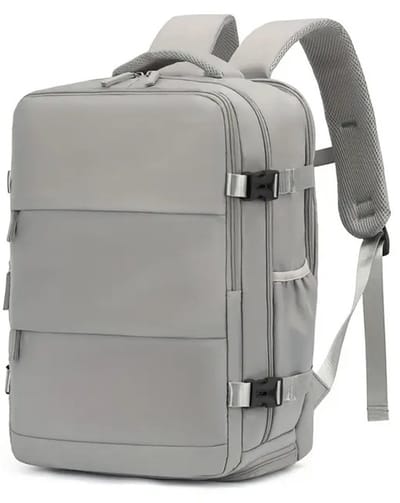 PolkaHome® Luxe Handbagage Koffer | Handbagage Tas & Rugzak 40x30x20 | Reisrugzak & Reistas | Luchtvaartmaatschappij Goedgekeurd(Grijs)