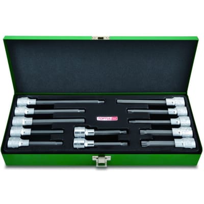 Zeskant doppenset TOPTUL 1/2 inch 12 Stuk extra lang