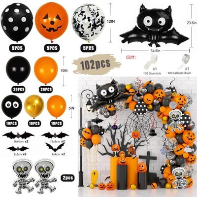 Halloween Ballon Slinger Boog Kit Spin Vleermuis Pompoen Folie Ballon Oogbol Latex Ballon Verjaardag Halloween Thema Feest Decoratie Set