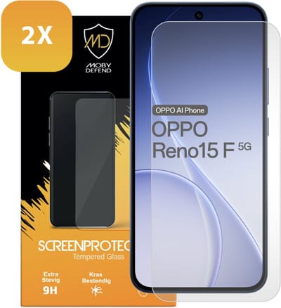 2-Pack MobyDefend Screenprotectors - Geschikt voor Oppo Reno15 F / Oppo Reno15 FS - Case-Friendly Screensavers - Gehard Glas