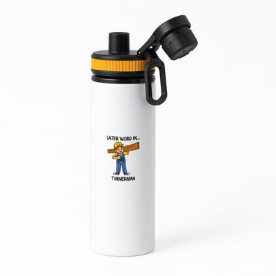 Hacebo® - Later word ik timmerman waterfles met draaidop oranje - Timmerman - Timmermannen - Werken in de bouw - klusjesman - water fles - 850ML