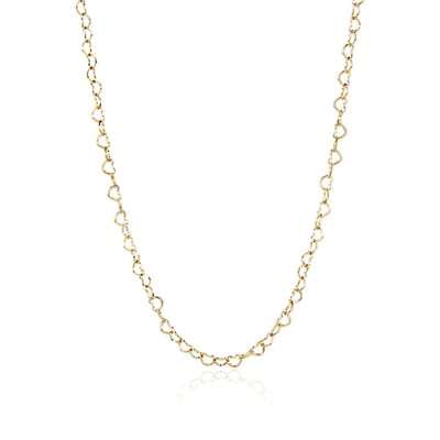 Schakelketting hartjes - Stainless steel - 5mm - Damesketting met hartje - Goudkleurige hartjes Choker