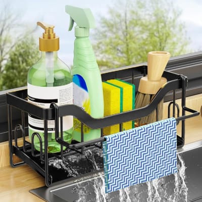 Unyqoos ® Efficiënte Roestvrijstalen Spoelbak- en Gootsteenorganizer met Zelfledigende Afvoer voor Keuken en Badkamer