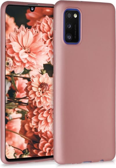 kwmobile telefoonhoesje geschikt voor Samsung Galaxy A41 - Hoesje voor smartphone - Back cover in metallic roségoud