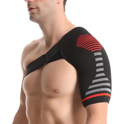 Support Monopaule Personnalisable Caractéristiques Pression Fixe Pour Entraînement Entorses Claquages Sangle de Sport Élastique Protection Zone d'Épaule L-XL rouge