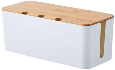 Kabelmanagementbox met deksel: kabelorganizer box - opbergdoos voor stekkerdoos, nette werkplek voor kabel/stekkerstrips, 2 maten (s-bai)
