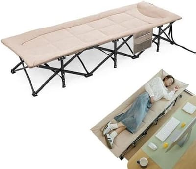 Campingbed Volwassenen - Reisbed Opvouwbaar - Buiten Slapen - Stevig Stalen Frame - 184x66cm - Grijs