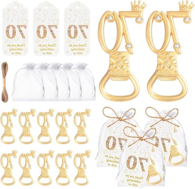 Flesopener Set - Verjaardag Gunsten - Feestelijke Vieringen - Gouden Kroon Design - 50 stuks - Goud