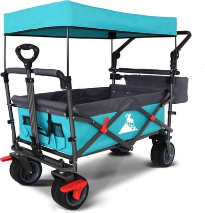Opvouwbare Handkar voor Buiten met 360° Draaibare Wielen - Tuin- en Strandwagen met Verstelbare Handgreep en 120 kg Capaciteit